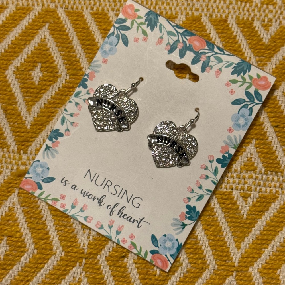 Silver Heart Nursing Earrings